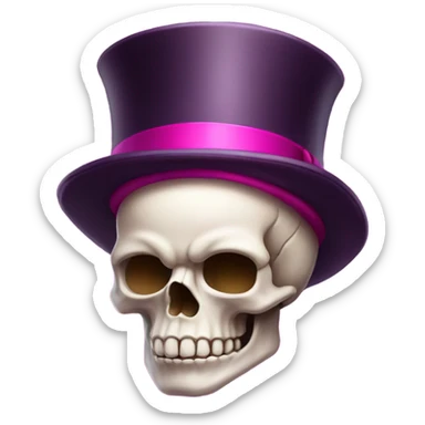 Fuchsia skull and top hat sticker