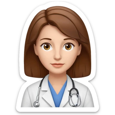 brown hair caucasian female physician older sticker