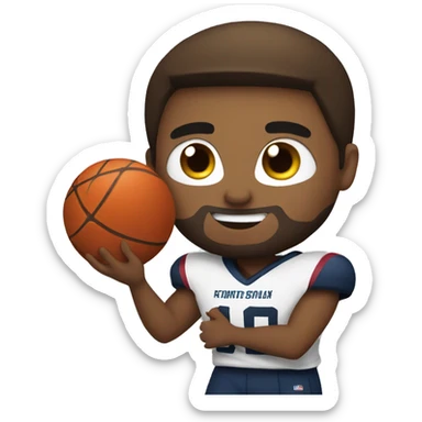 Football player holding a basketball sticker