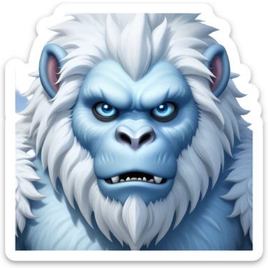 Cinematic Realistic WoW Yeti Portrait, head tilted epicly and inquisitively, showcasing a primal blend of raw might and mystical allure. His thick, shaggy fur in icy whites and pale blues and piercing ice-blue eyes are rendered in meticulous detail under dynamic, frosty lighting, high shine, epic and awe-inspiring, embodying the mystique of the frozen wilderness. sticker