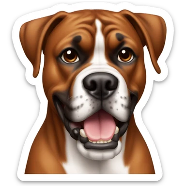 brown boxer dog with an underbite showing teeth sticker