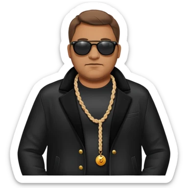 emoji of a bouncer, large man with sunglasses, black jacket, standing at a velvet rope sticker