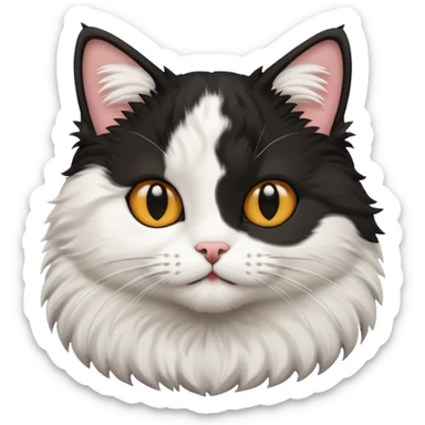 A bicolor cat emoji sticker