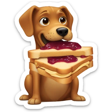 Dog eating peanut butter and jelly sandwich  sticker
