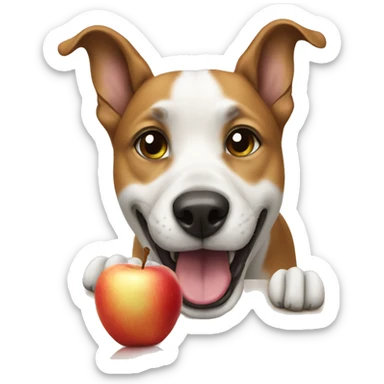 Dog eating apple sticker