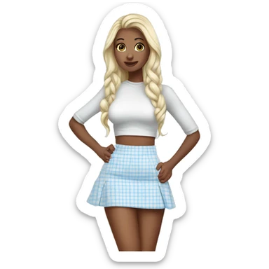 Baby blue and white plaid mini skirt no body  sticker