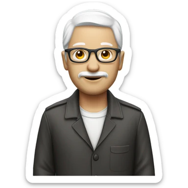 man with glacess, technology oriented, simple, not real person,  white face sticker