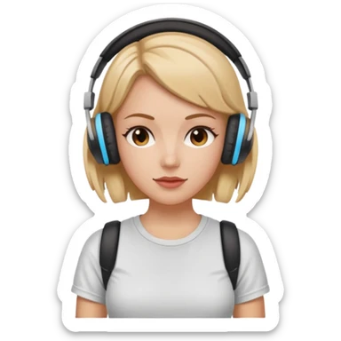 cherryhead skin white girl with deportive t shirt and headphones sticker