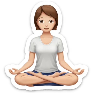 Chica meditando pelo marrón aesthetic sticker