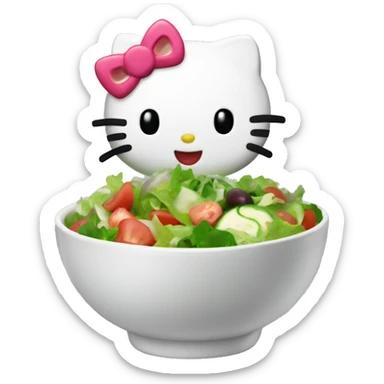Hello kitty eating a bowl of salad sticker