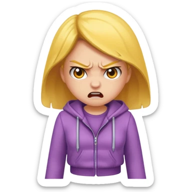 Angry girl with clothes sticker