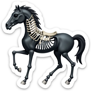 Black skeleton horse sticker