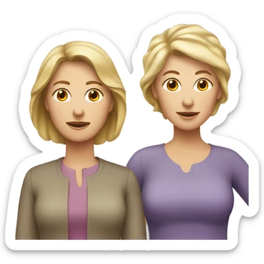 two middle-aged woman one with brown hair and one with blonde hair sticker