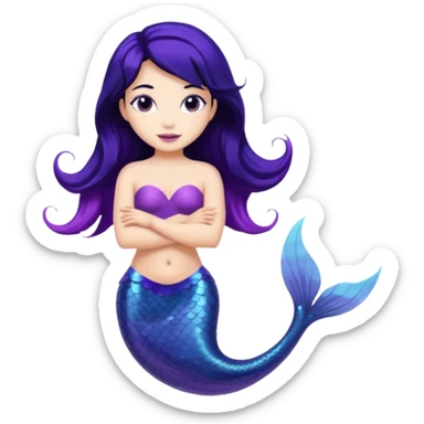 Mermaid with black hair and purple tail  sticker