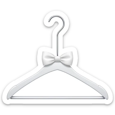 white clothed clothing hanger with white bow sticker