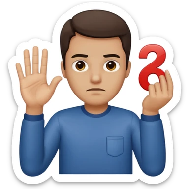 man frowning holding up numbers 6 in left hand and 7 in right hand sticker