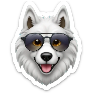 Lobo siberiano riendo con gafas  sticker
