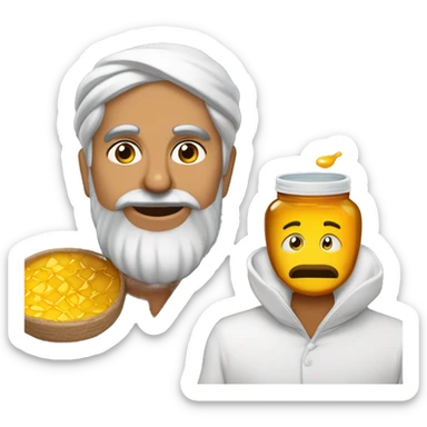 Un hombre de la India con un gran Tarro de miel en la cabeza. El Tarro de Miel cubre su cabeza sticker