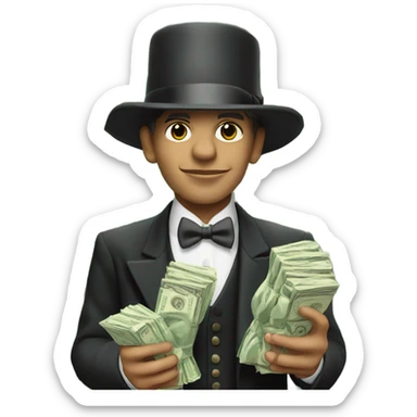 younger sinatra with tophat and money sticker
