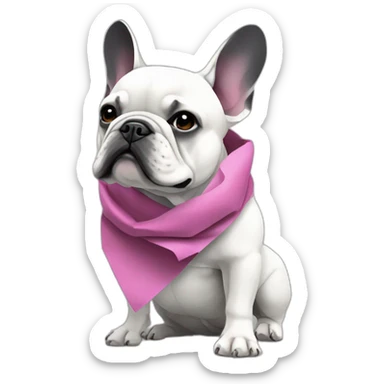 Fashion white FRENCH BULLDOg in-origami-scarf sticker