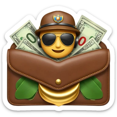 Aviator money emoji, wallet full of cash, casino vibe, premium 3D emoji style, clean, no background
 sticker