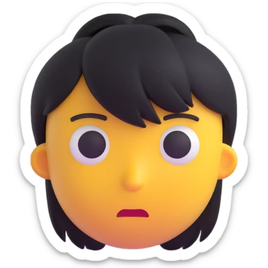 3D emoji with emo hairstyle and melancholic expression sticker