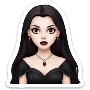 Vampira with long dark brown hair sticker