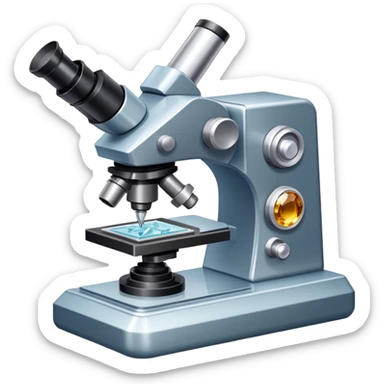 An icon featuring an electronic microscope, a metal alloy, and a crystal structure, symbolizing materials science. The design includes different materials like metals, ceramics, and polymers, alongside a stamp representing testing and quality control. Transparent background sticker