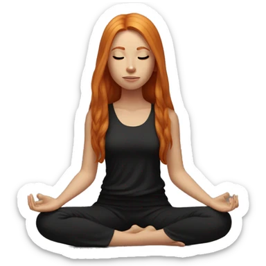 Aesthetic Ginger girl straight hair in black fit full body meditating  sticker