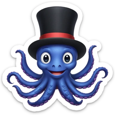 Henry the Octopus from the Wiggles with black hat and bow tie, indigo skin sticker