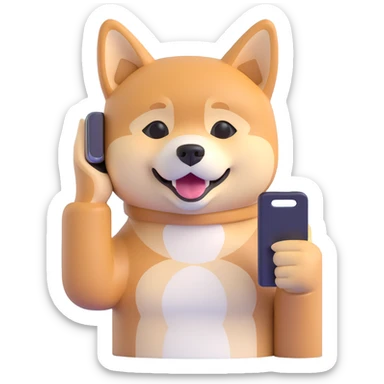 shiba inu calling on phone sticker