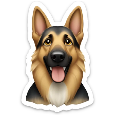 German shepherd with white hair underneath indoors looking at viewer sticker