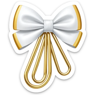 one gold paper clip with a white bow in the middle sticker