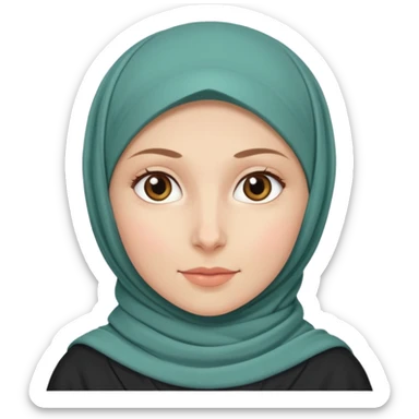 Make a girl with a hijab duolingo styles and make her white and only her face appear and looking forward not left or right sticker