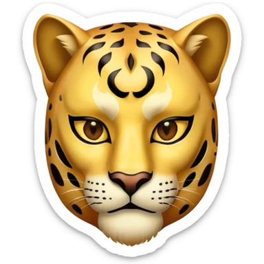 portrait of a man wear half-face golden panther mask sticker