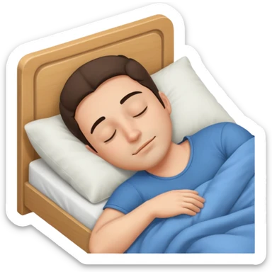 mach mir eine määnliche person die in einem bett schläft sticker