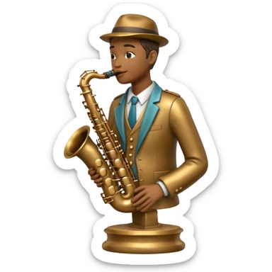 statue playing saxophone sticker