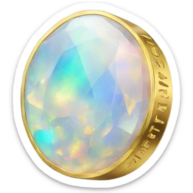opal crystal gemstone coin gold writing  sticker