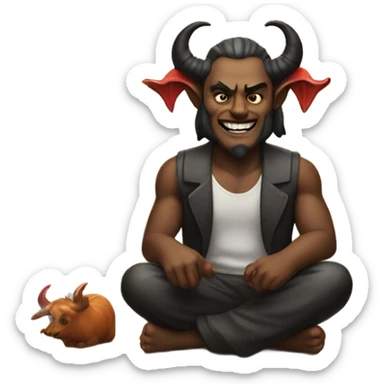 Satan sitting on a shelf  sticker