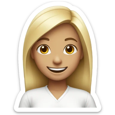 smiling girl in white shirt sticker