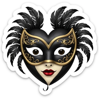 goth heart with a dark masquerade mask sticker