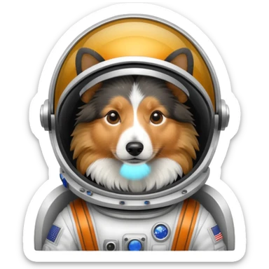 shetland sheepdog tricolor in a space suit sticker