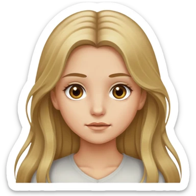Girl emoji with dirty blonde hair, long hair and hazel eyes sticker