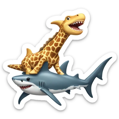 Shark riding a giraffe  sticker