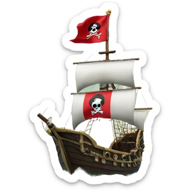 Pirate ship floating in water with the portuguese flag sticker