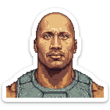 Dwayne Johnson pixel art portrait sticker