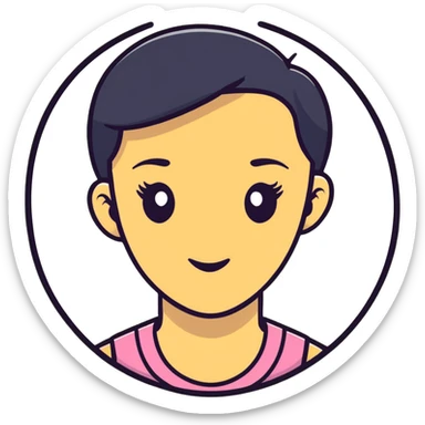 girl character with oval flat top head sticker
