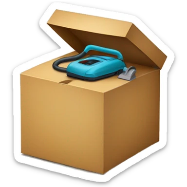 a present box half way open on the top and has BISSELL vacuum cleaner inside sticker