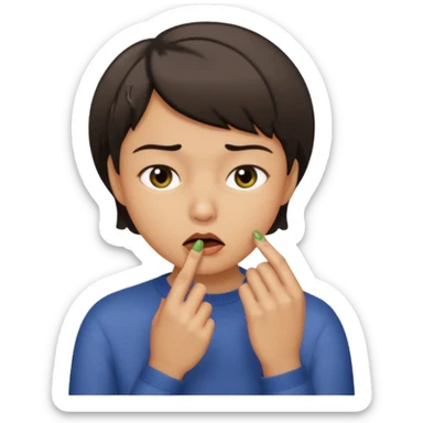 Emoji de una persona mordiéndose la uña  sticker