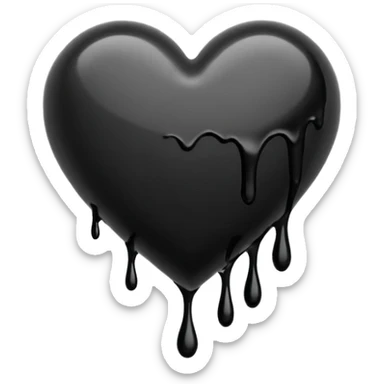 black ink heart emoji with ink streaks, isolated on white background, grung sticker